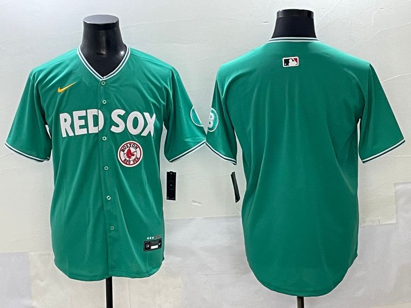 Men 2025 Boston Red Sox Blank Green Joint Name Nike MLB Jersey style 5